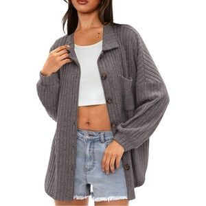 Gray Ribbed Women's Top